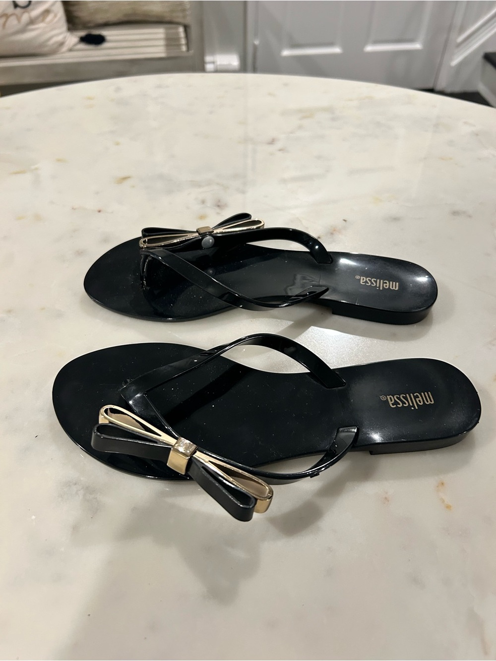 Melissa Black jelly Bow Flip-Flop Sandals 7 US